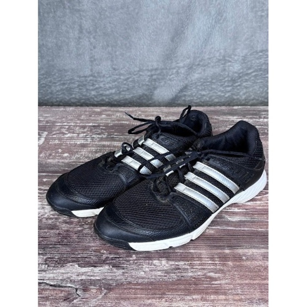 Adidas‎ Golf Shoes Black Silver Stripes TRAXION Cleats Mens Size 9.5